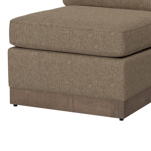 Jeni Modular Armless Chair, 2 Pillows, Solid Wood, Light Brown Polyester By Casagear Home Online now - Image 4