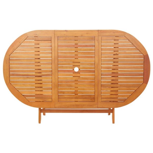 Nila Folding Outdoor Dining Table | 63  Slatted Oval Brown Wood Top Sale - Image 4