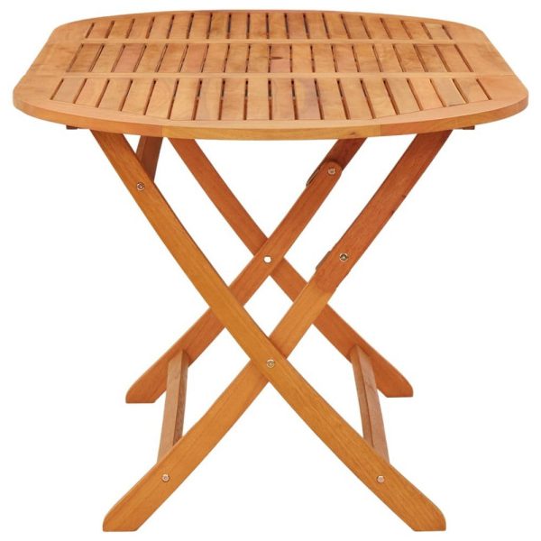 Nila Folding Outdoor Dining Table | 63  Slatted Oval Brown Wood Top Sale - Image 2