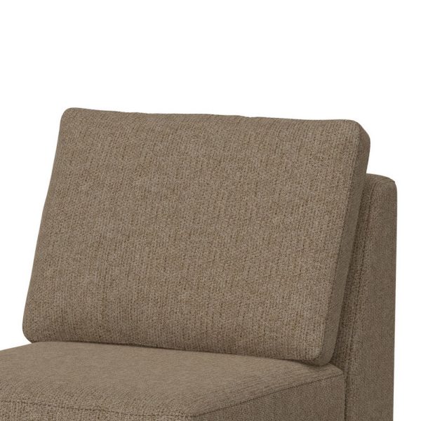 Jeni Modular Armless Chair, 2 Pillows, Solid Wood, Light Brown Polyester By Casagear Home Online now - Image 3