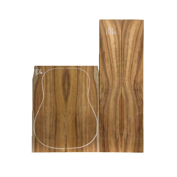 Flame Hawaiian Koa Dreadnought AAA Grade Guitar Back & Side Set #106 For Cheap